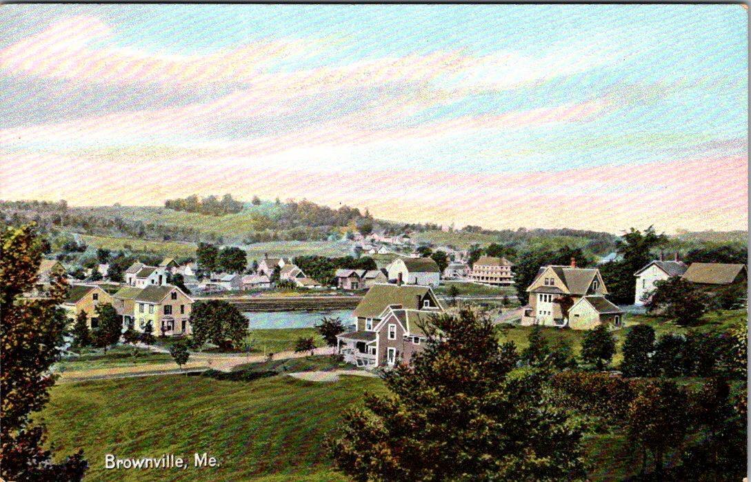 Brownville, ME Maine  HOMES~Bird\'s Eye View PISCATAQUIS COUNTY ca1910\'s Postcard