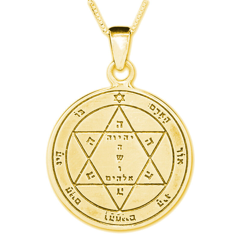Pendant Seal King Solomon Health Kabbalah Amulet Gilding 24K Sterling silver