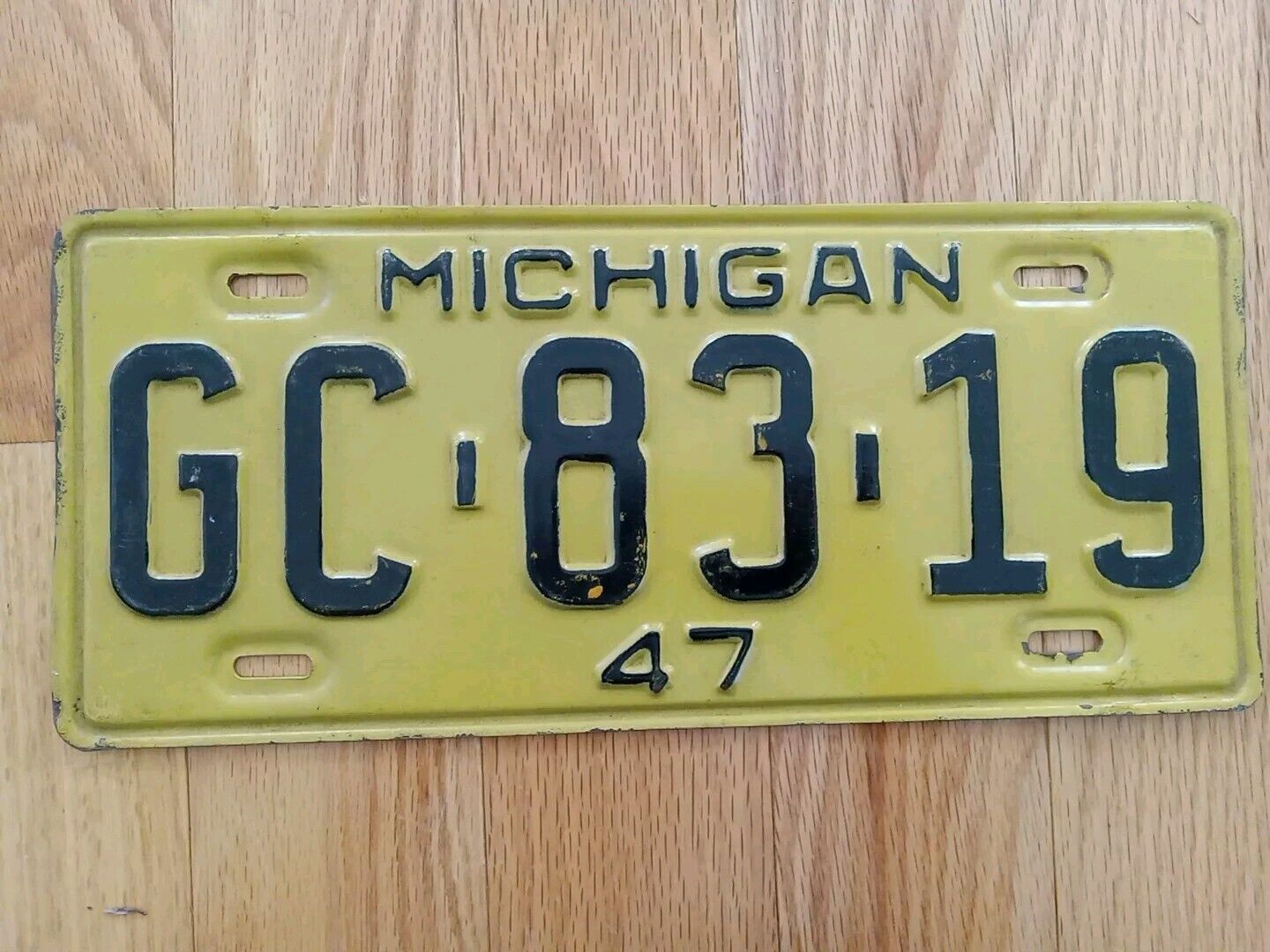 1947 Michigan License Plate - Repainted