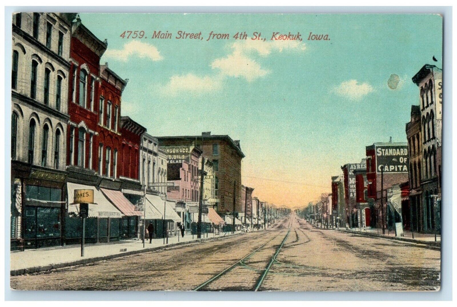 c1910\'s View Of Main Street From 4th Street Keokuk Iowa IA Antique Postcard