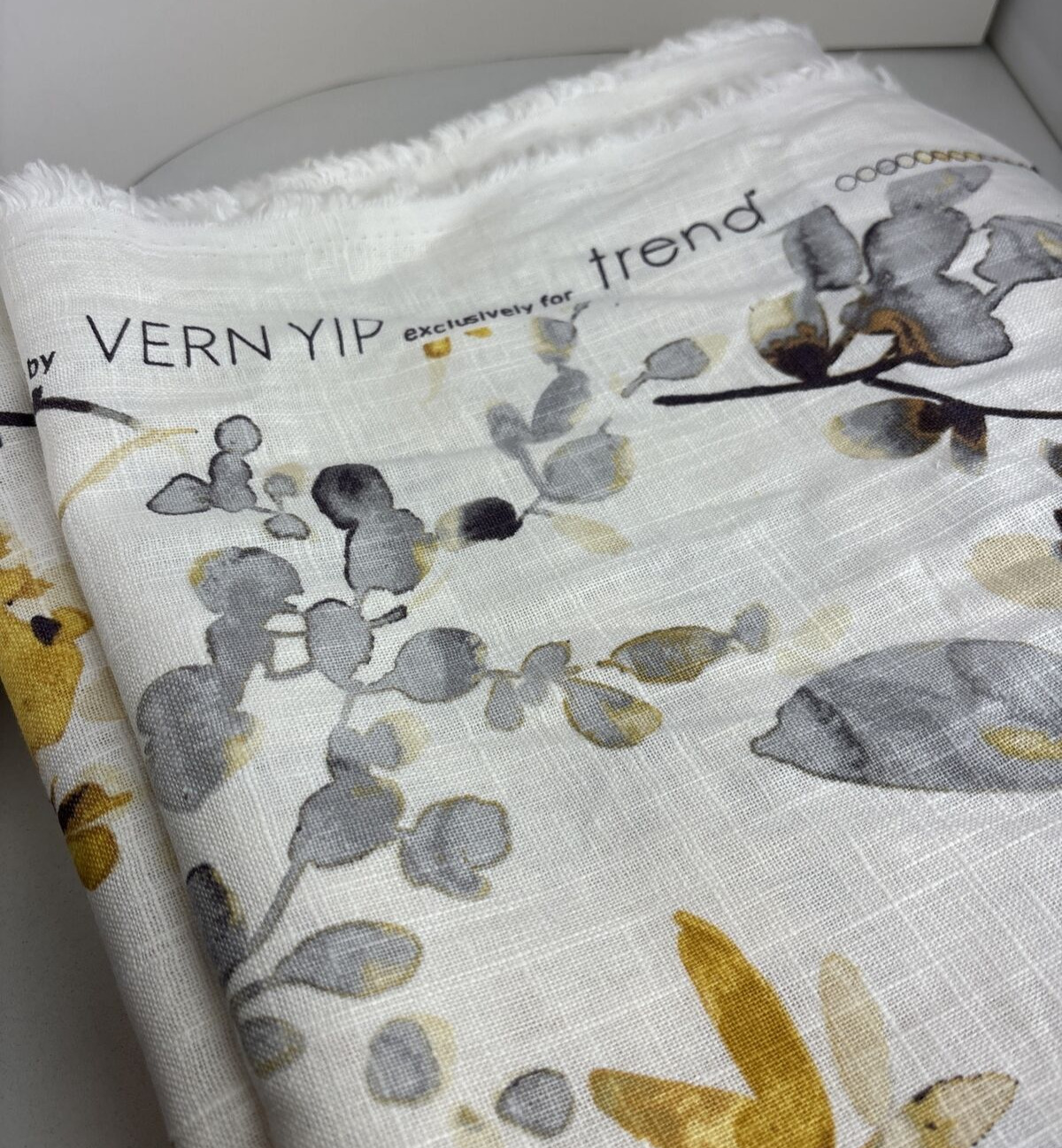 Vern Yip Trend Floral Grey Gold Upholstery / Drapery Fabric 5 Yards X 56”
