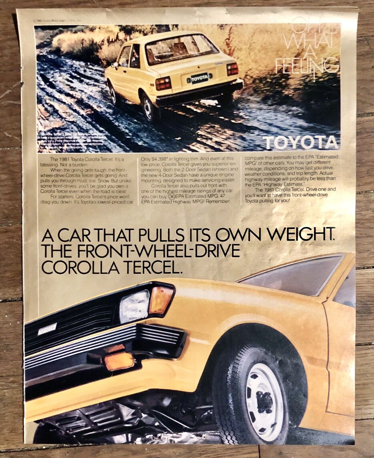 1981 Toyota Corolla Tercel Vintage Print Ad Original