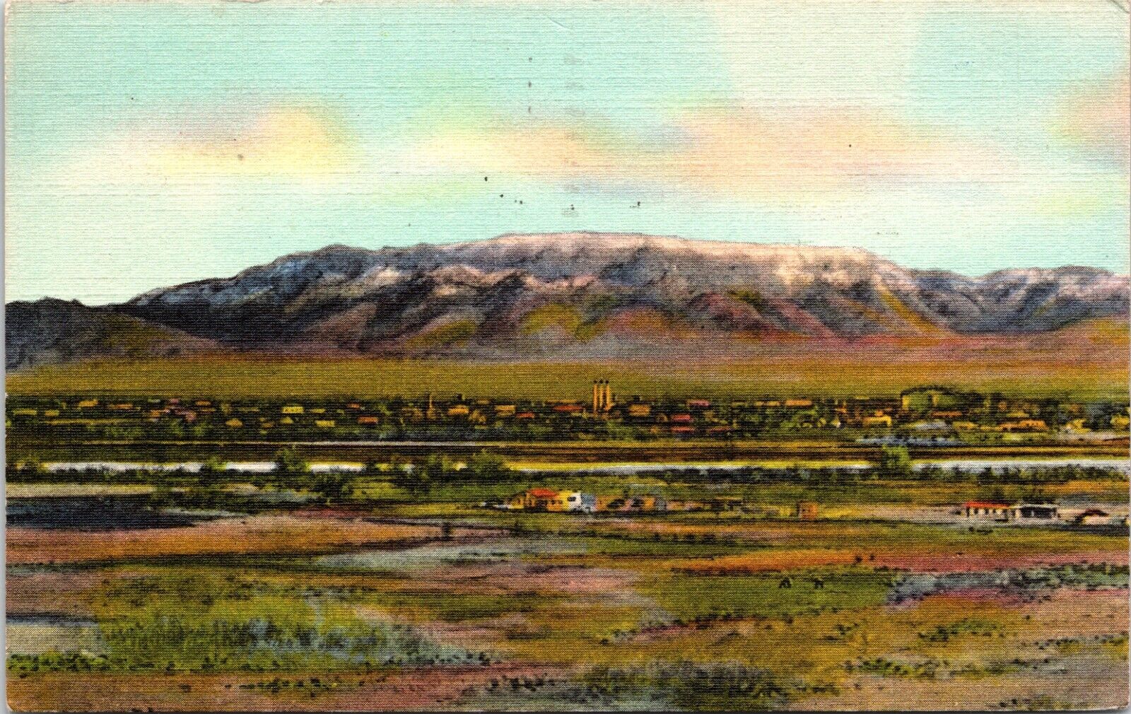 Albuquerque NM-New Mexico, Scenic View Of Sandia Mountains Vintage Card Postcard