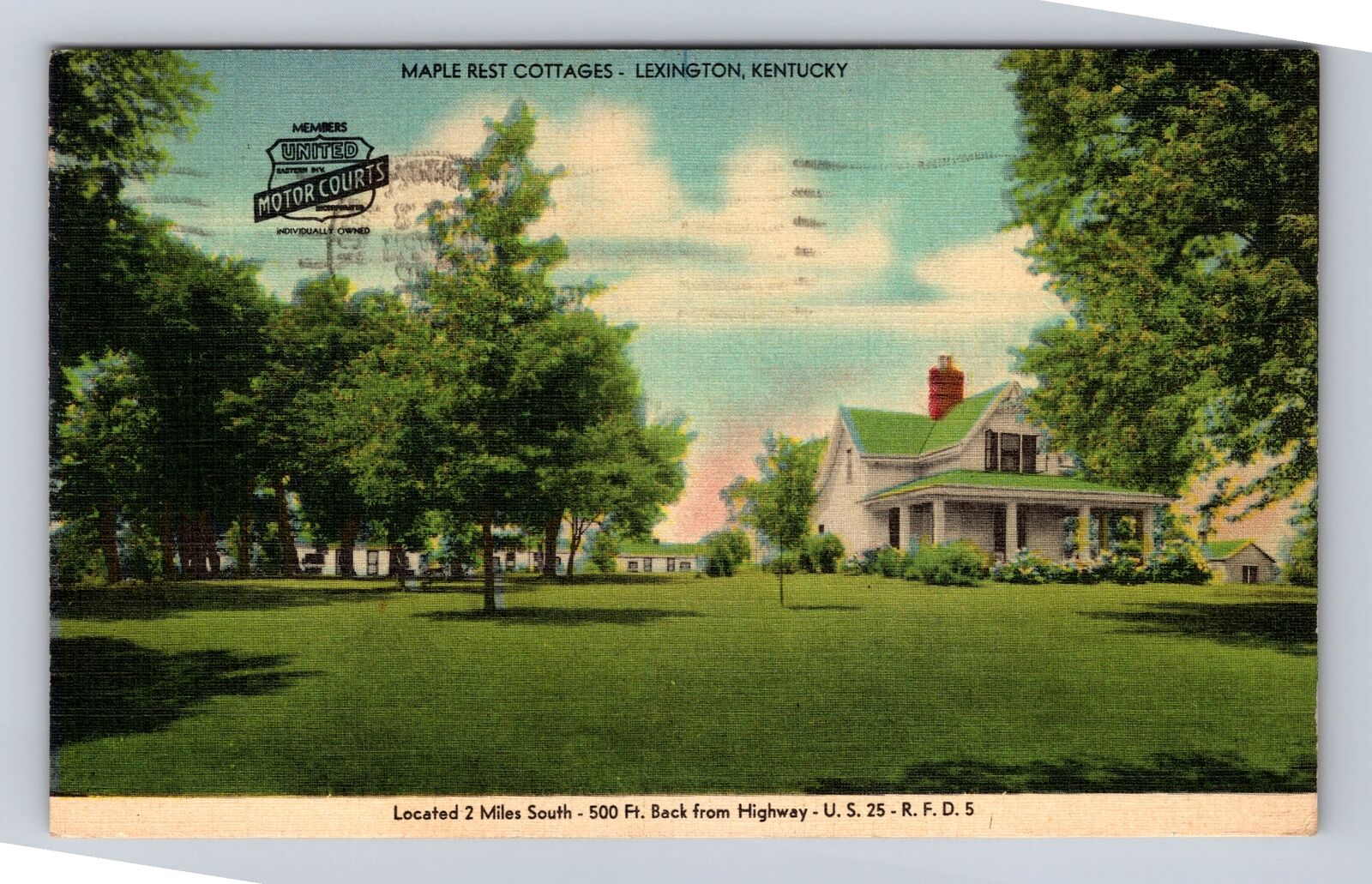 Lexington KY-Kentucky, Maple Rest Cottages Advertising, Vintage c1942 Postcard