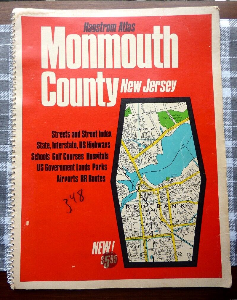 Vintage 1974 Hagstrom Atlas Map Spiral Bound MONMOUTH COUNTY NJ