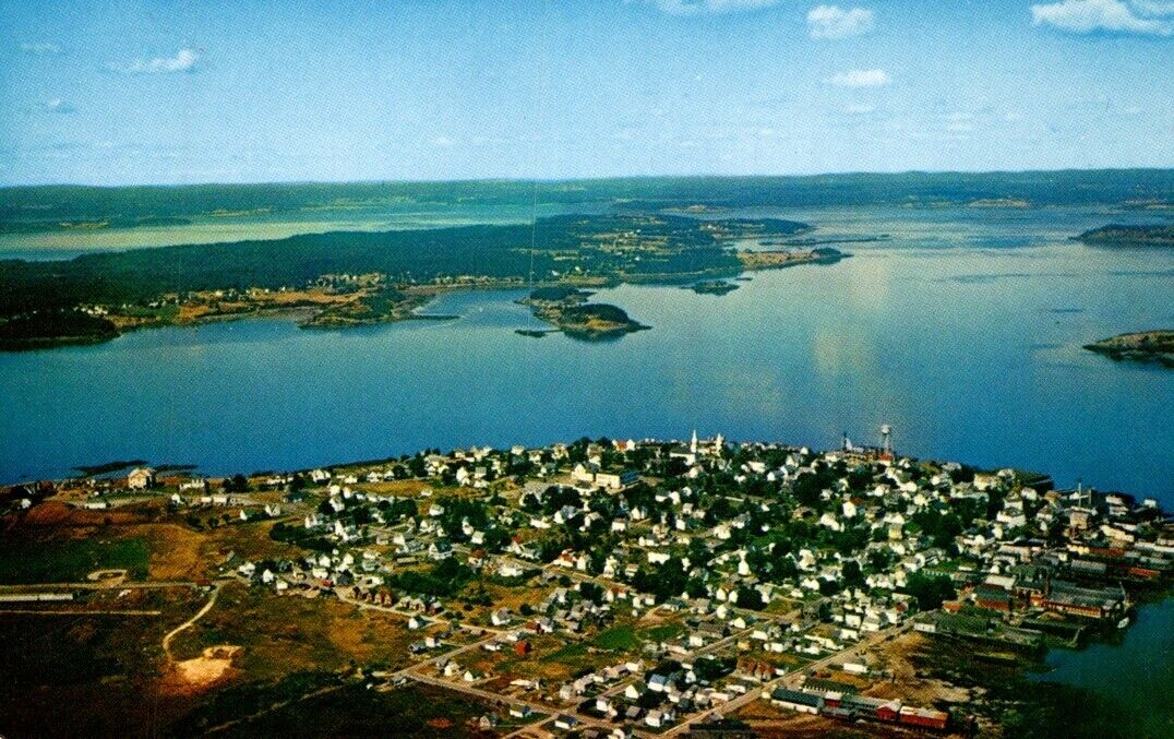 Lubec ME-Maine Aerial View Vintage Postcard