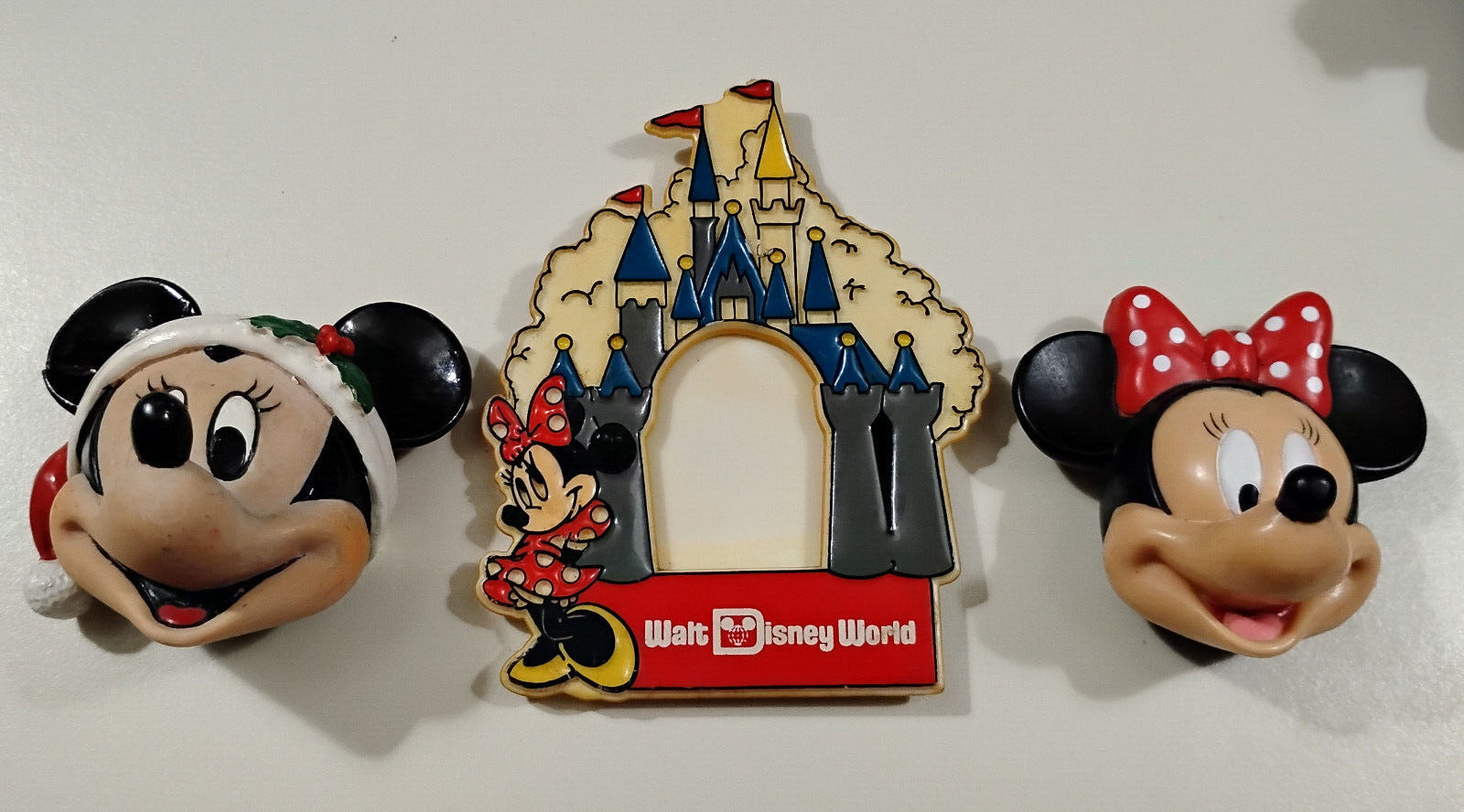 Vintage MINNIE MOUSE Heads 3D Resin Christmas Photo Refrigerator Magnets Disney