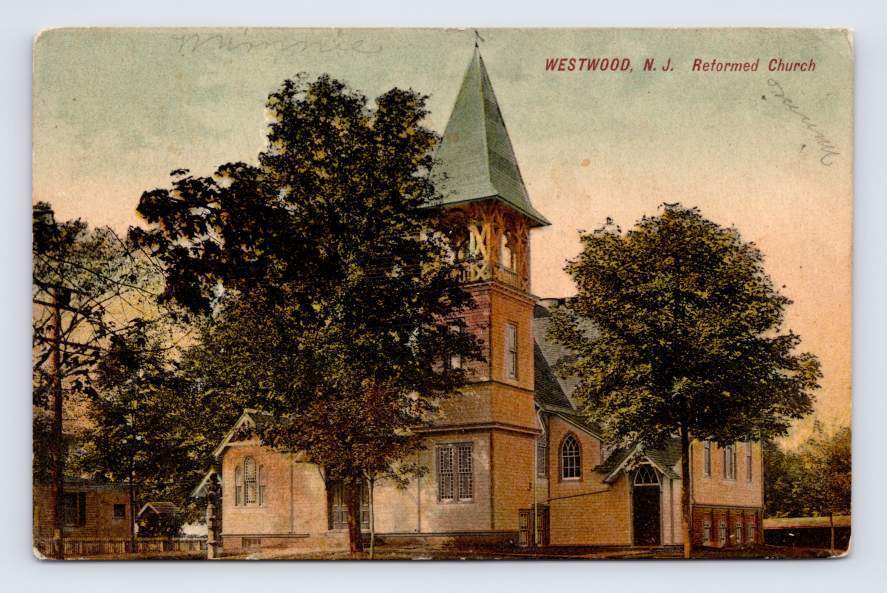 Reformed Church WESTWOOD New Jersey Antique Bergen County Postcard 1909