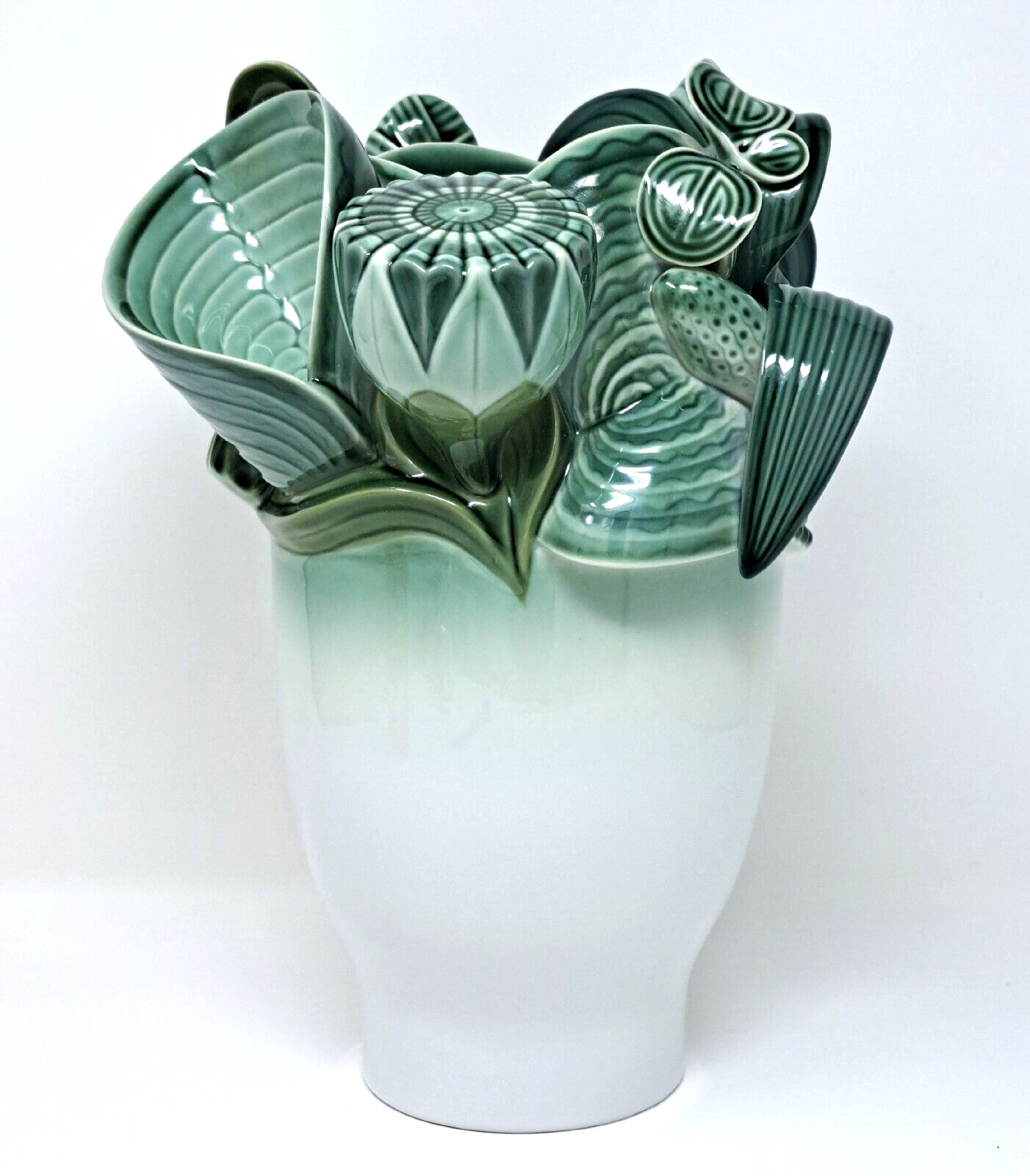 Lladro NATUROFANTASTIC Green Vase Glazed Marco Antonio Nogueron Retired 11\