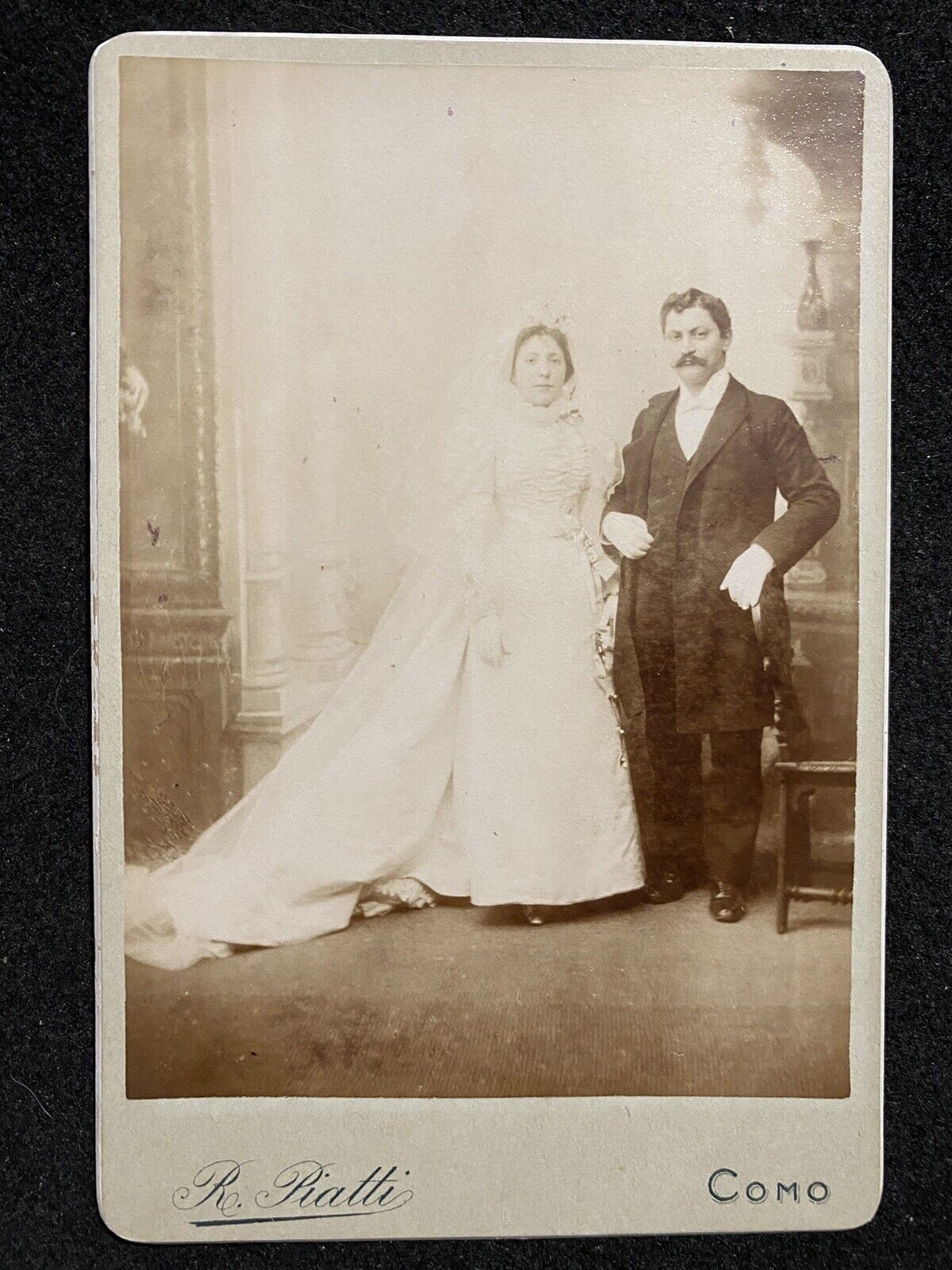 Como Italy Man And Woman Marriage Wedding Antique Cabinet Photo
