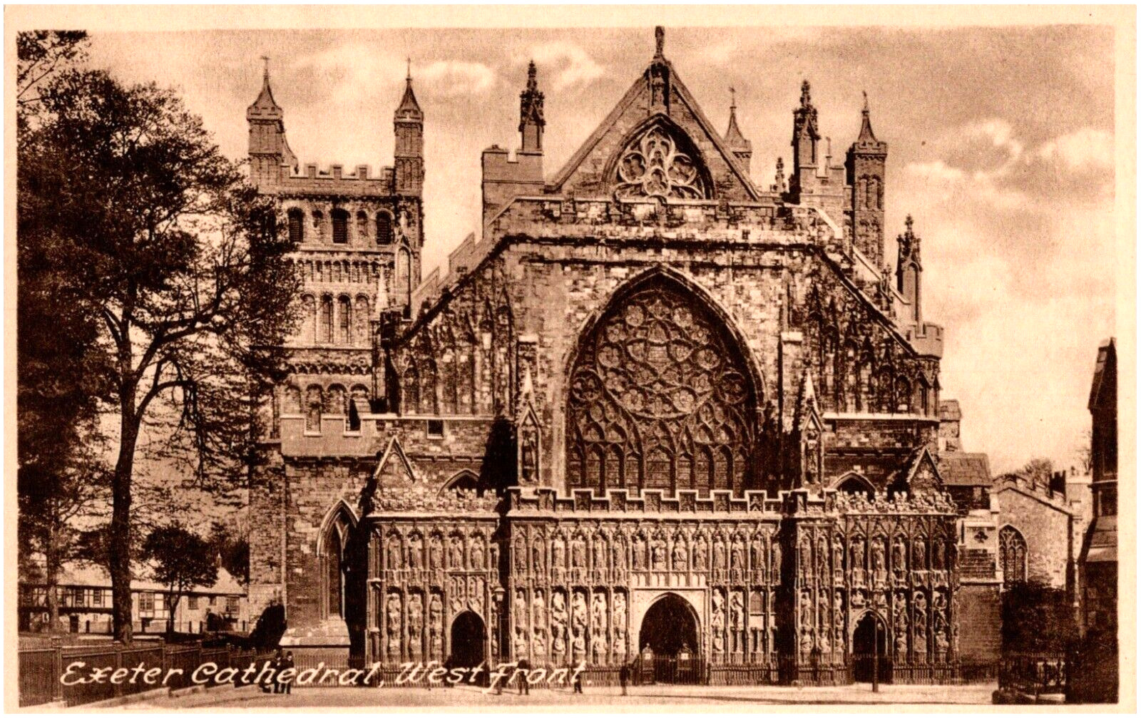 Exeter Cathedral West Front Saint Peter England 1910s Postcard F. Frith Photo