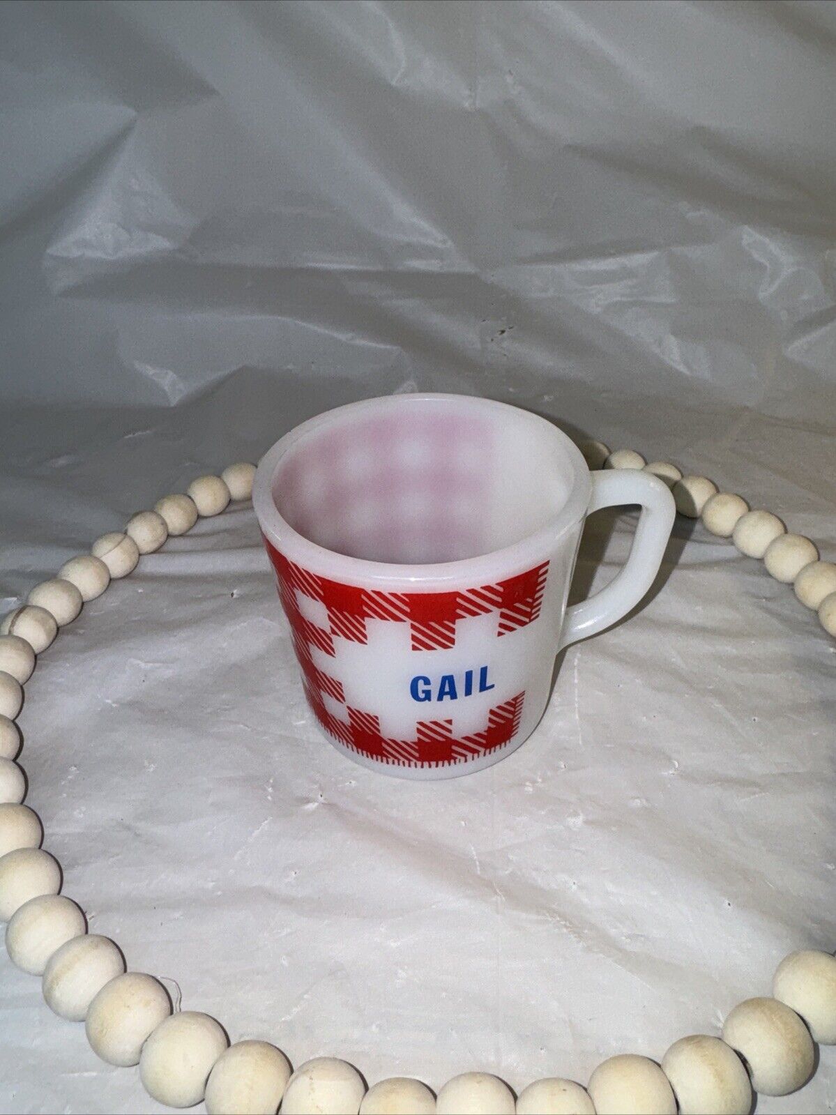 Vintage Westfield Heat Proof Milk Glass Monogrammed Mug Gail