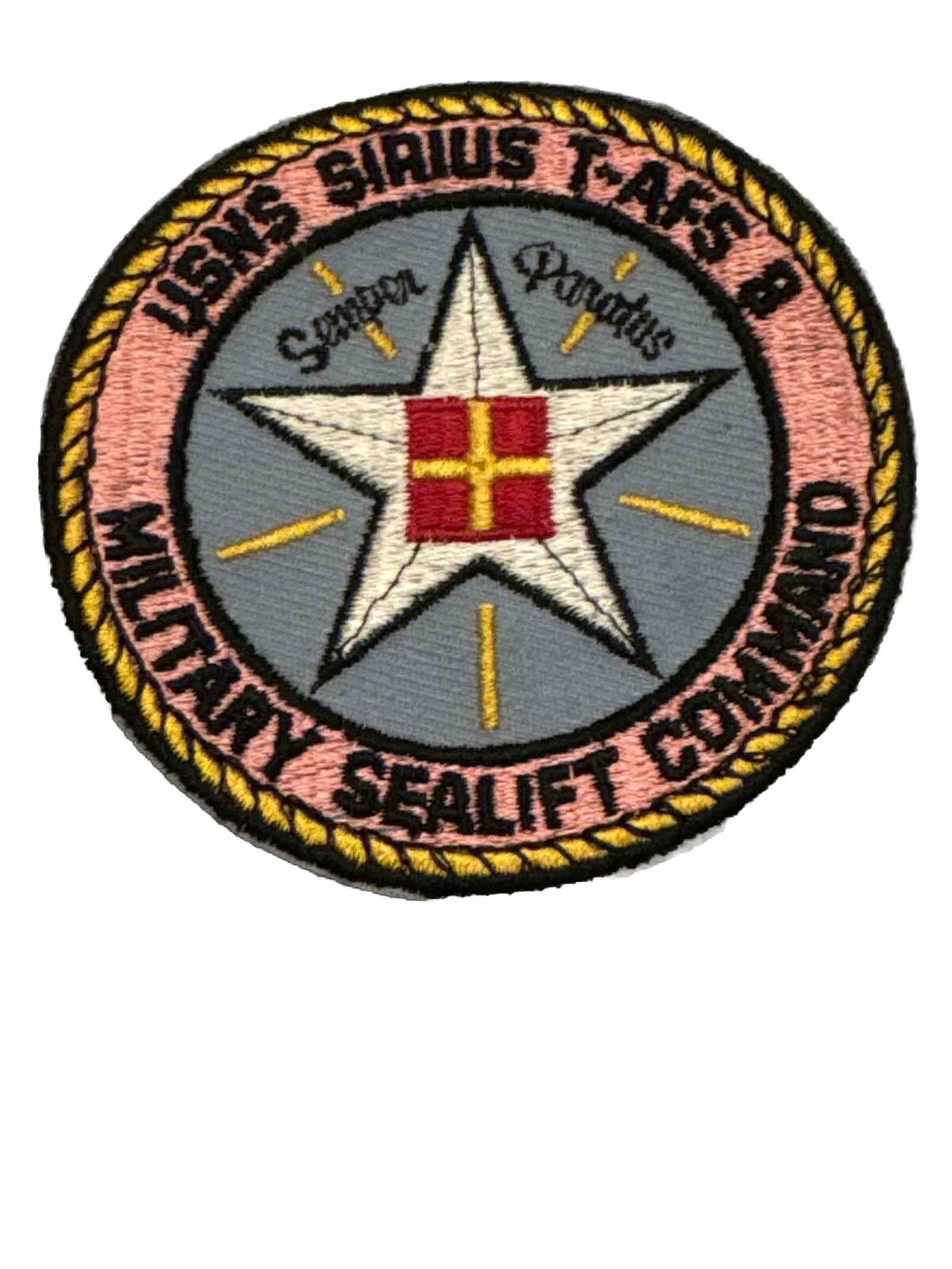 USNS Patch Sirius T-AFS 8 Military Sealift Command Embroidered Badge Vintage