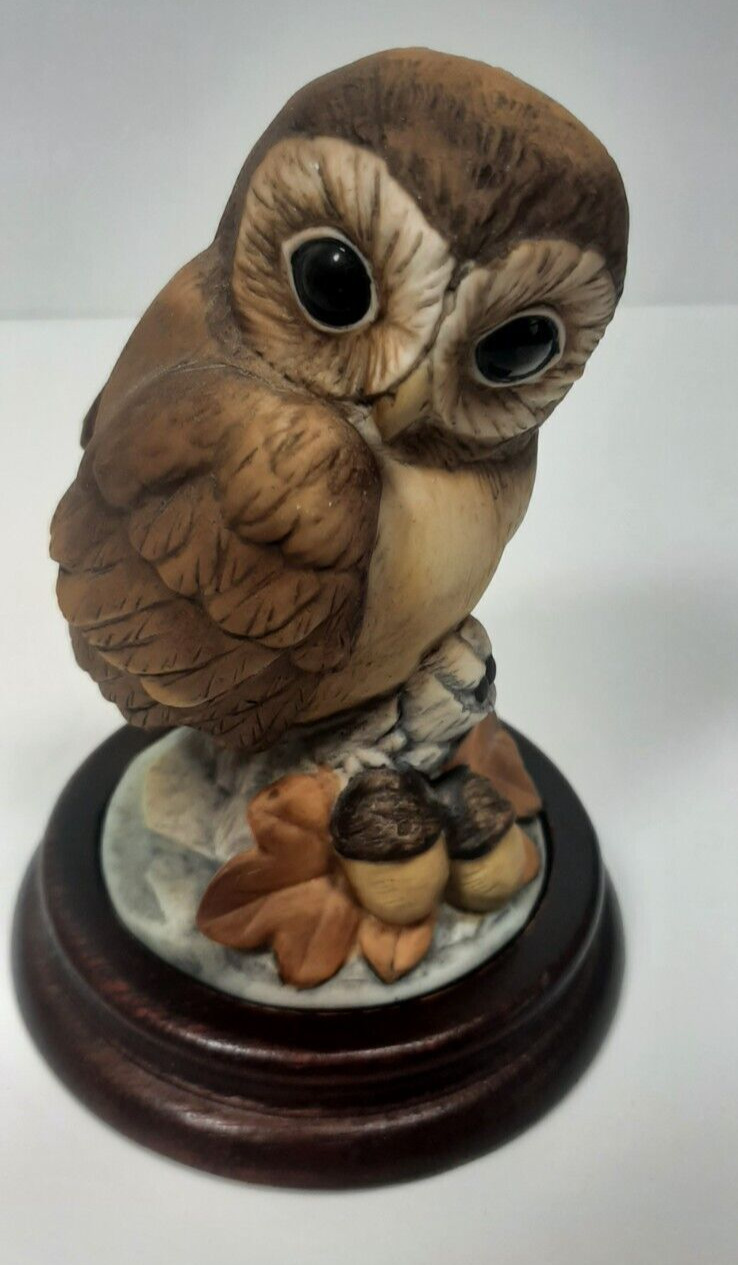 Vintage 1971 Owl by Andrea Sadek Porcelain Collectible Bird Decor with Base