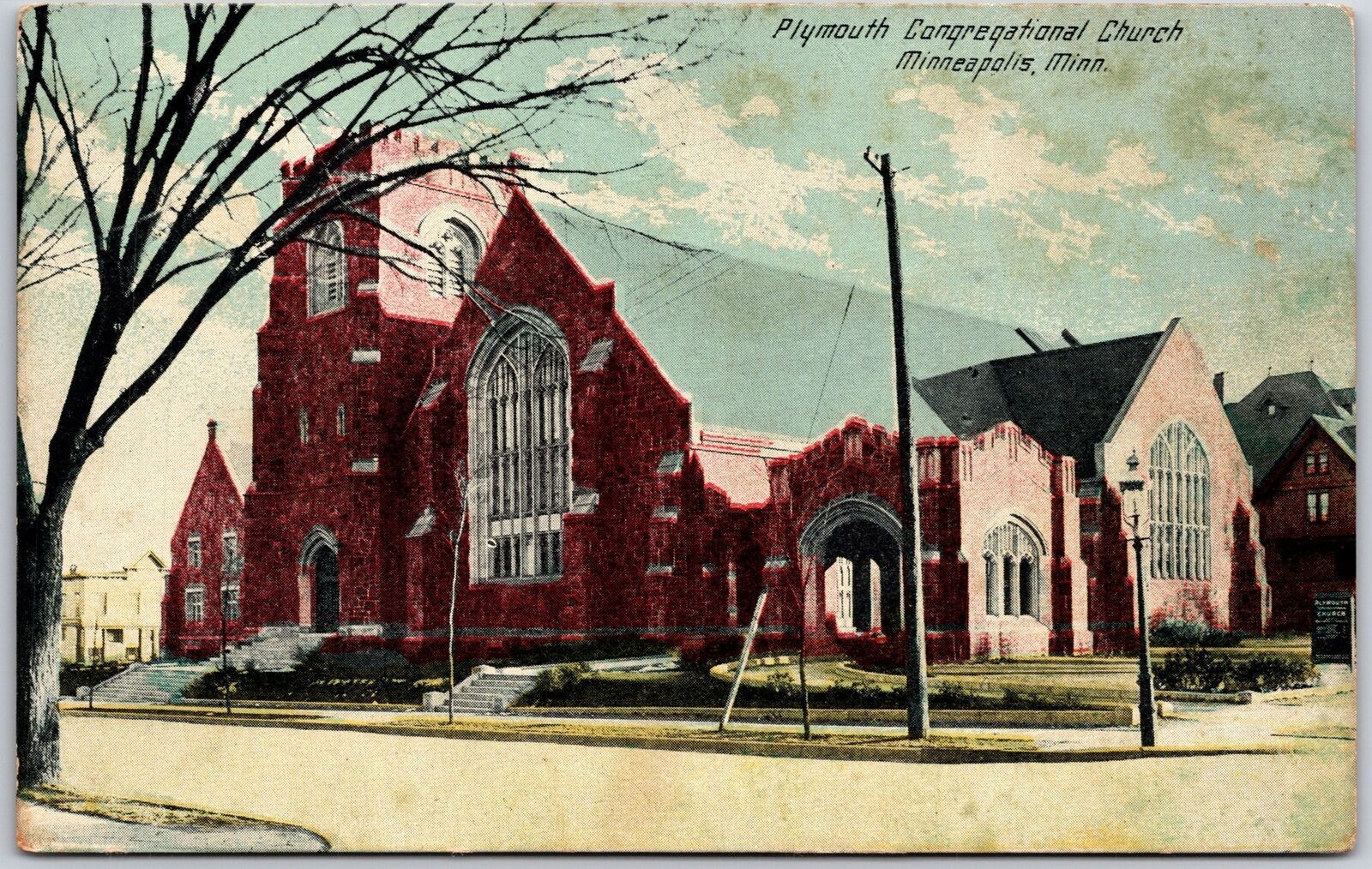 Plymouth Congregational Church Minneapolis Minnesota MN Parish Building Postcard