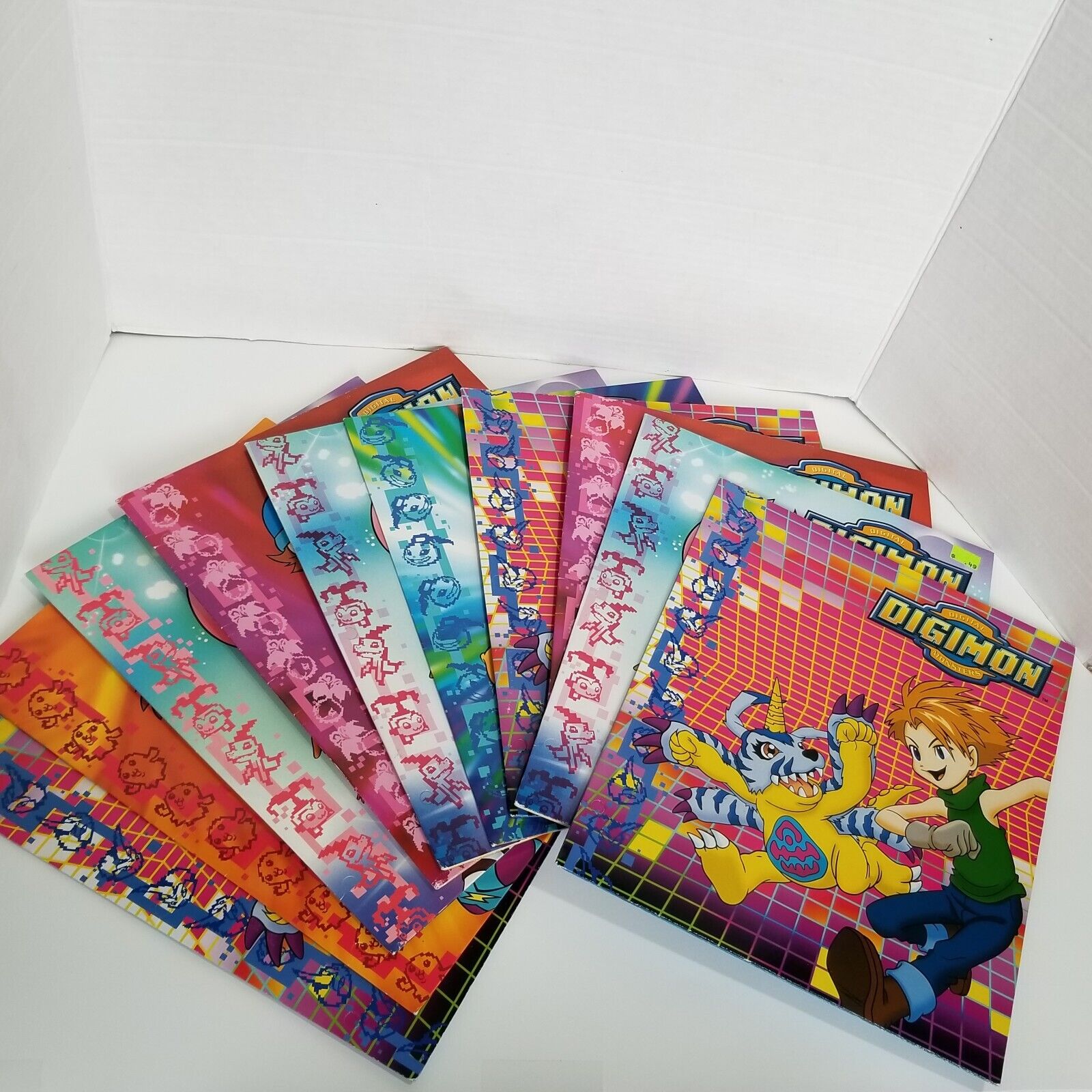 Digimon Digital Monsters Lot/10 School Pocket Folders Vintage 1999 & 2000 NEW