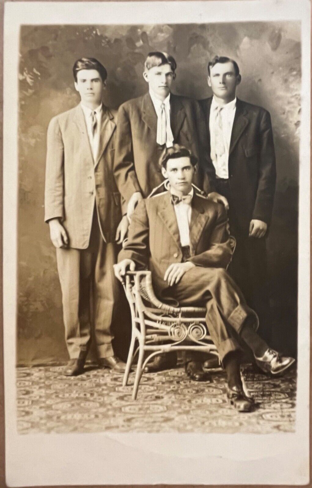 RPPC Red Willow Grove Nebraska Young Men Switzer Real Photo Postcard 1911
