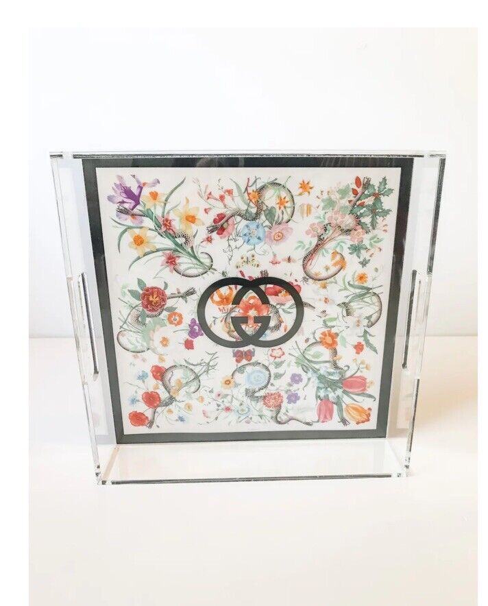 Gucci Floral Lucite Tray (12 X 12)