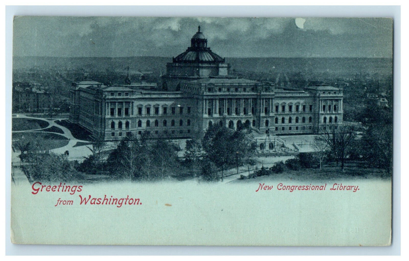 c1900s New Congressional Library, Greetings from Washington WA PMC Postcard
