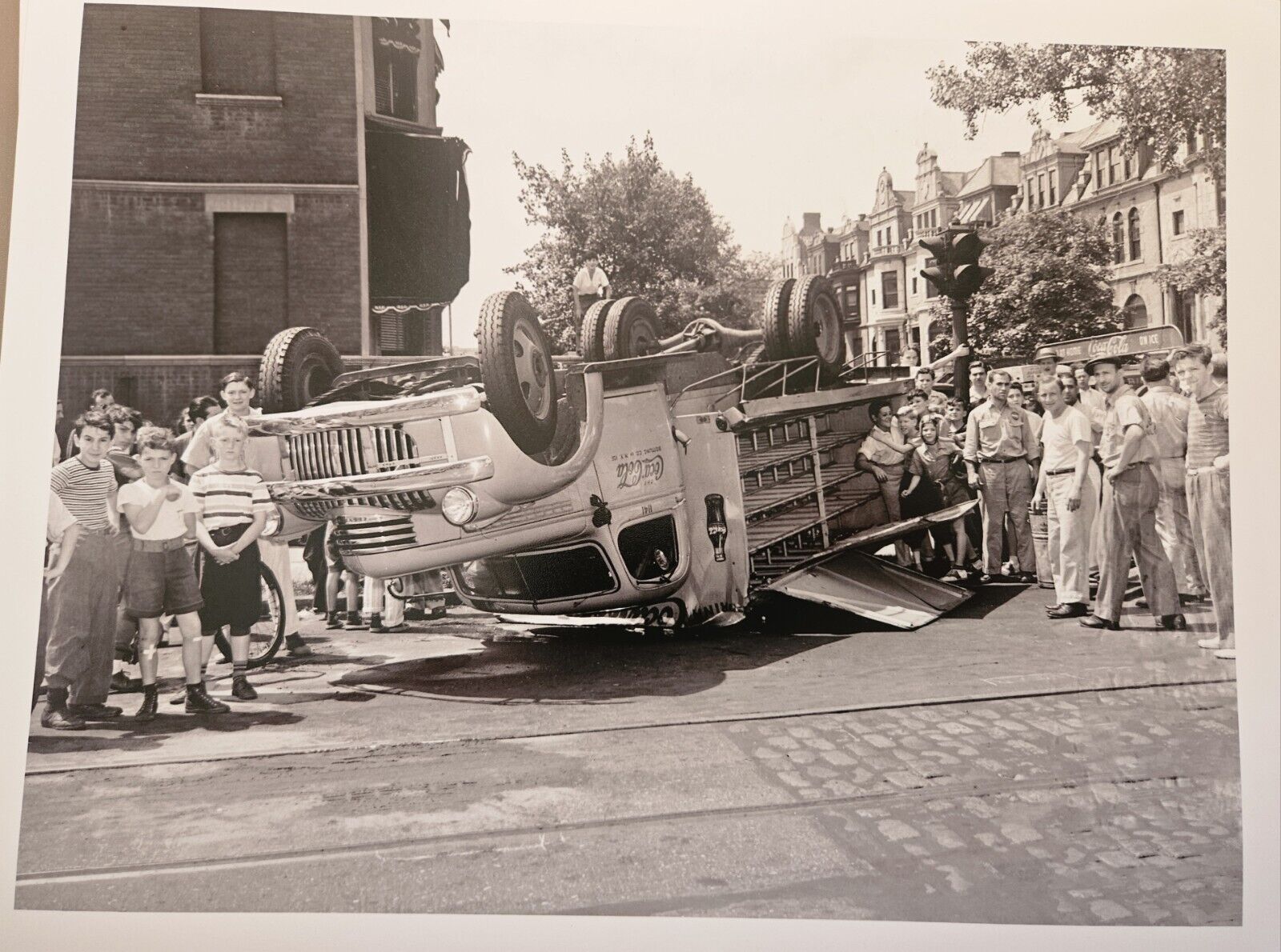 1948 Overturned Coca-Cola TRUCK CROWN HEIGHTS Brooklyn New York City NY Photo