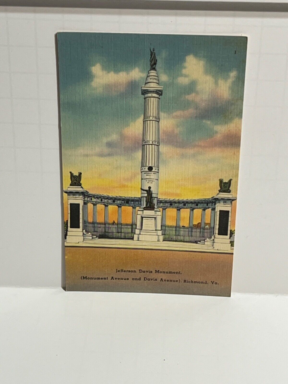Postcard Jefferson Davis Monument Richmond Georgia GA A52