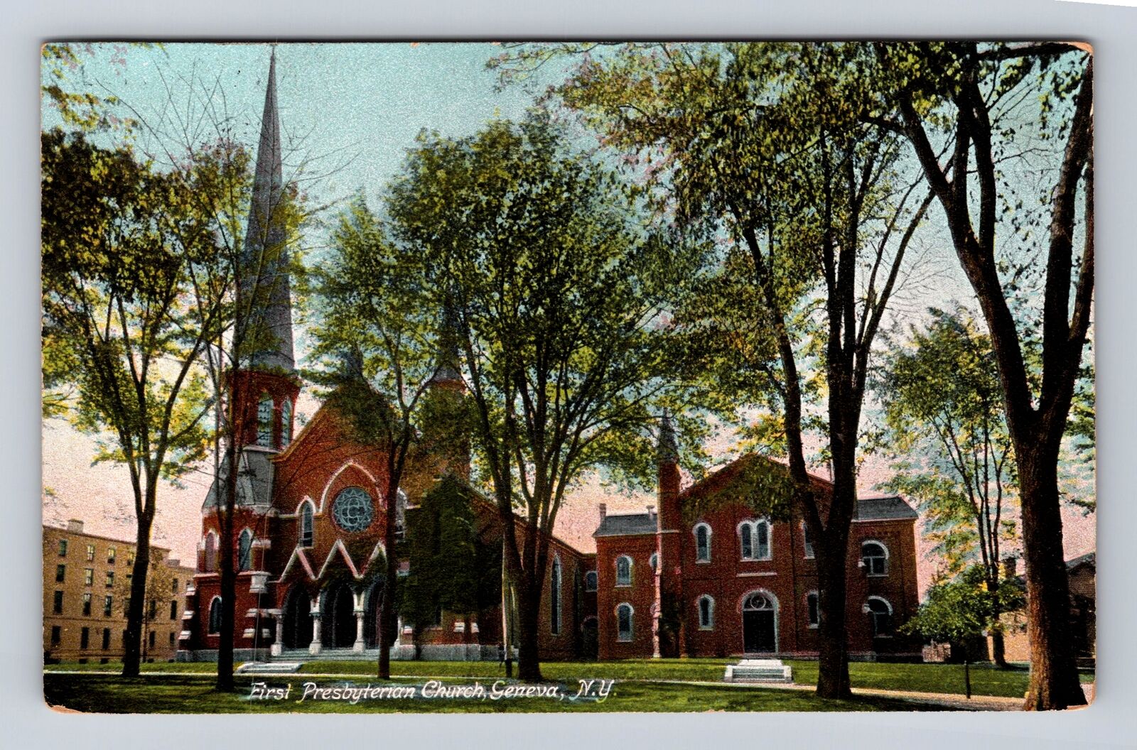Geneva NY-New York, First Presbyterian Church, Antique, Vintage Postcard