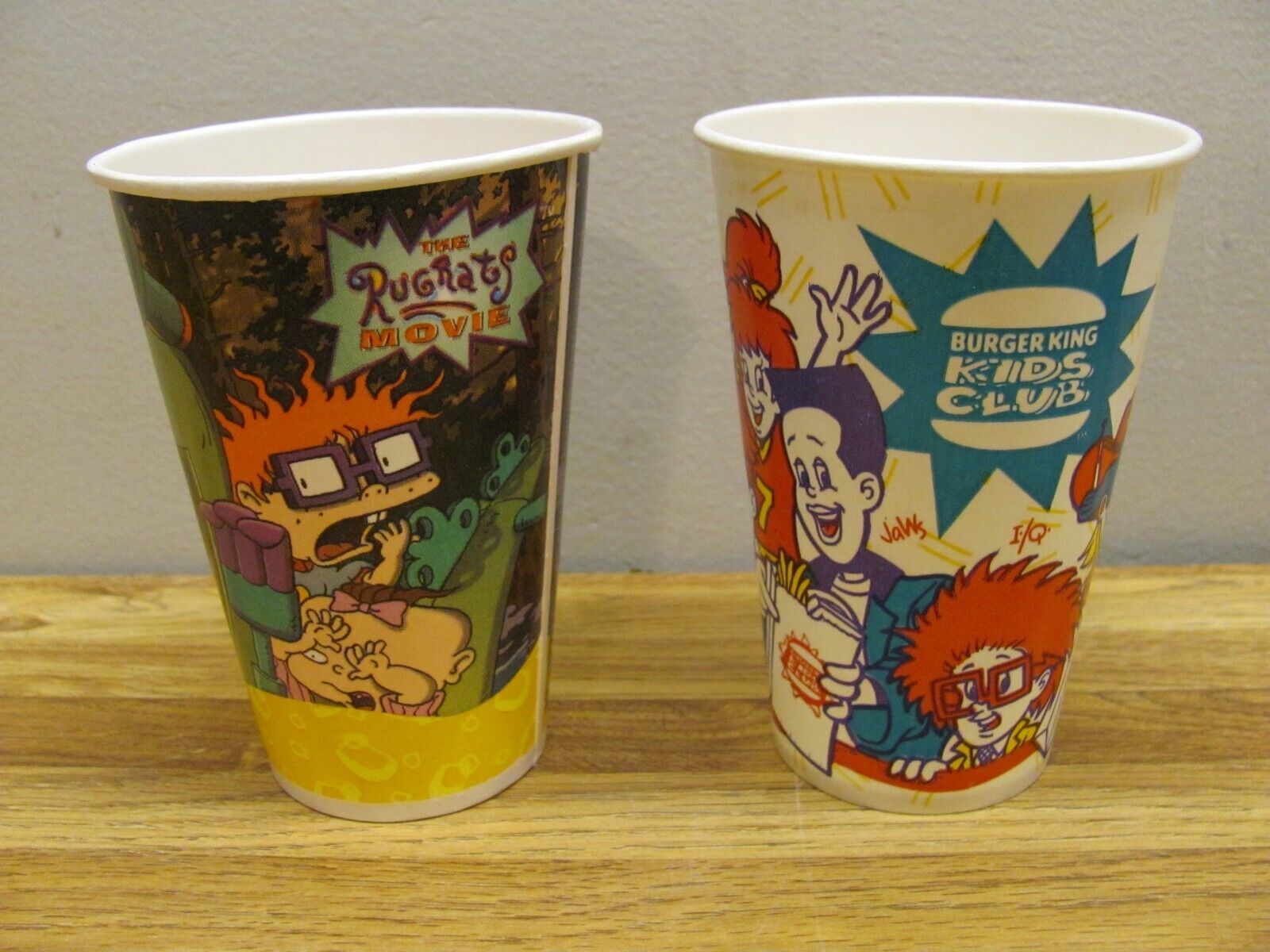 Lot of 2 Vintage 1990s Burger King Cups RUGRATS & BURGER KING KID\'S CLUB Unused