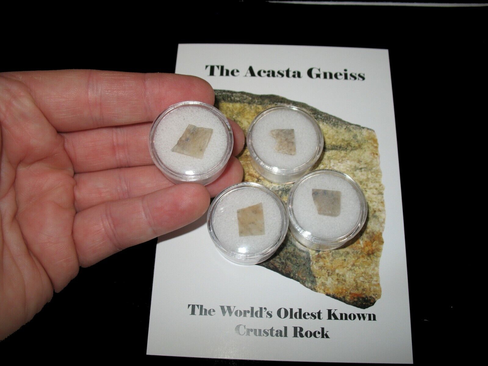 Acasta Gneiss world\'s oldest crustal rock slice gem jar nice slice 4 billion yrs