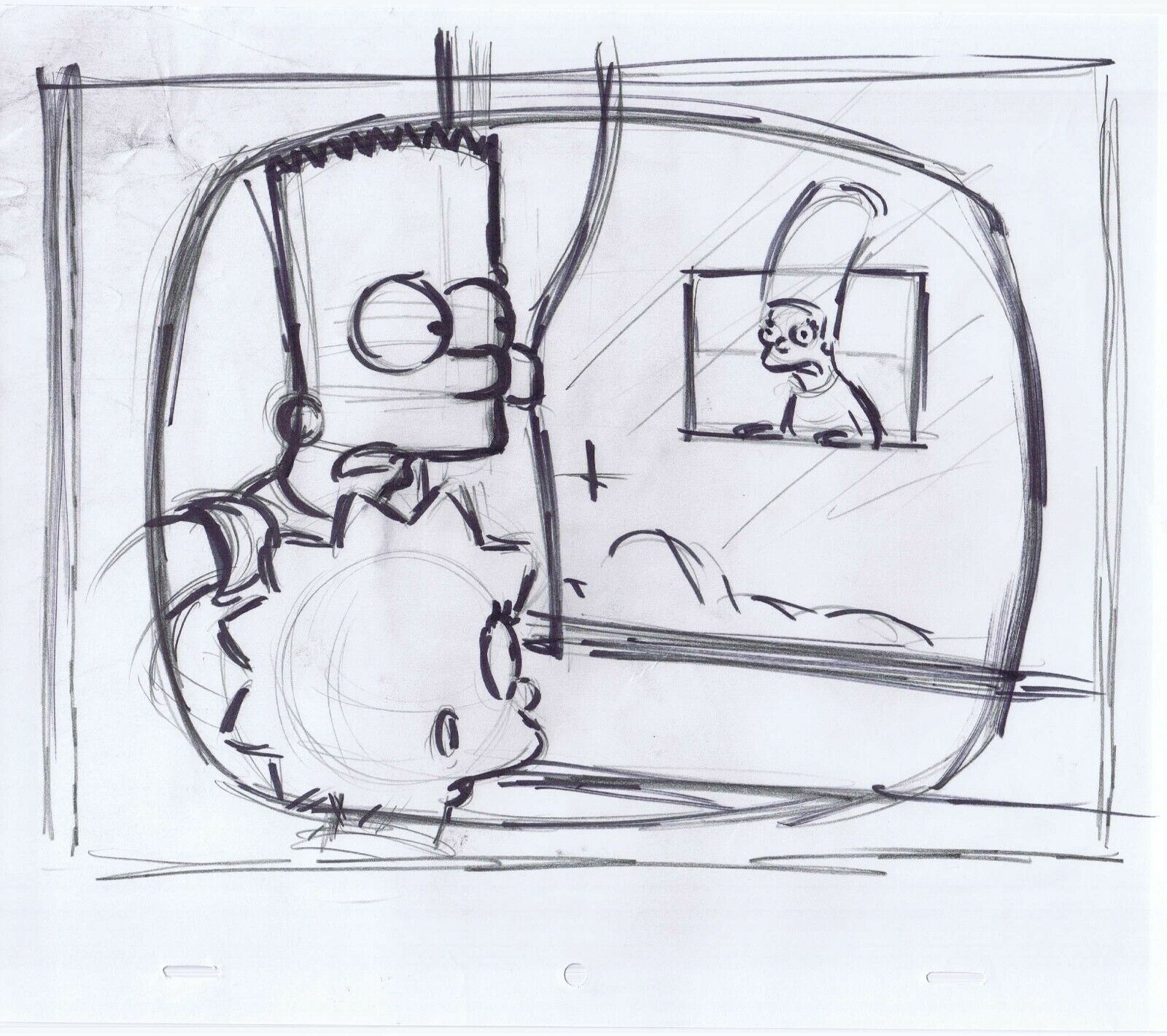 Simpsons Bart Lisa Marge Original Art w/COA Animation Markers Pencils Rough