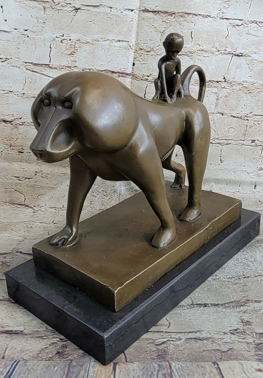 VINTAGE 100% Solid Bronze MOTHER Figurines Monkey Sculptures BABY Decor Artwork