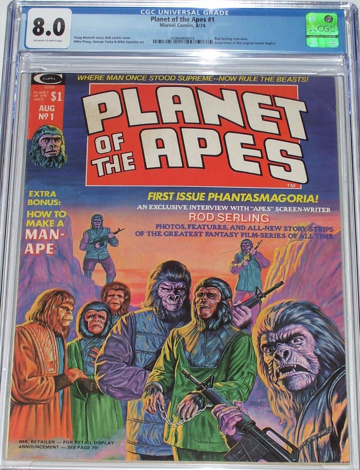 Planet of the Apes #1 CGC 5.0 from Aug 1974 Movie adaptation