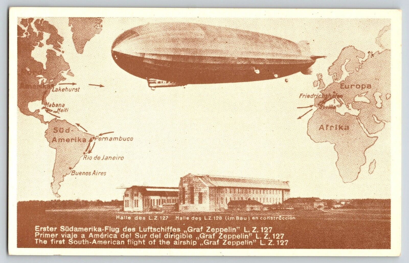 Postcard Graf Zeppelin - First South-American Flight
