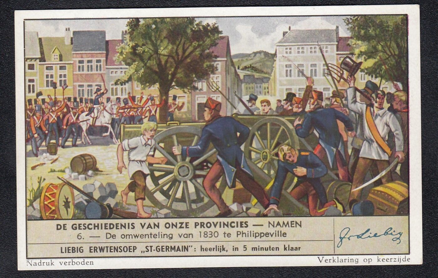 Vintage 1952 Belgian Trade Card Namur SECOND FRENCH REVOLUTION 1830