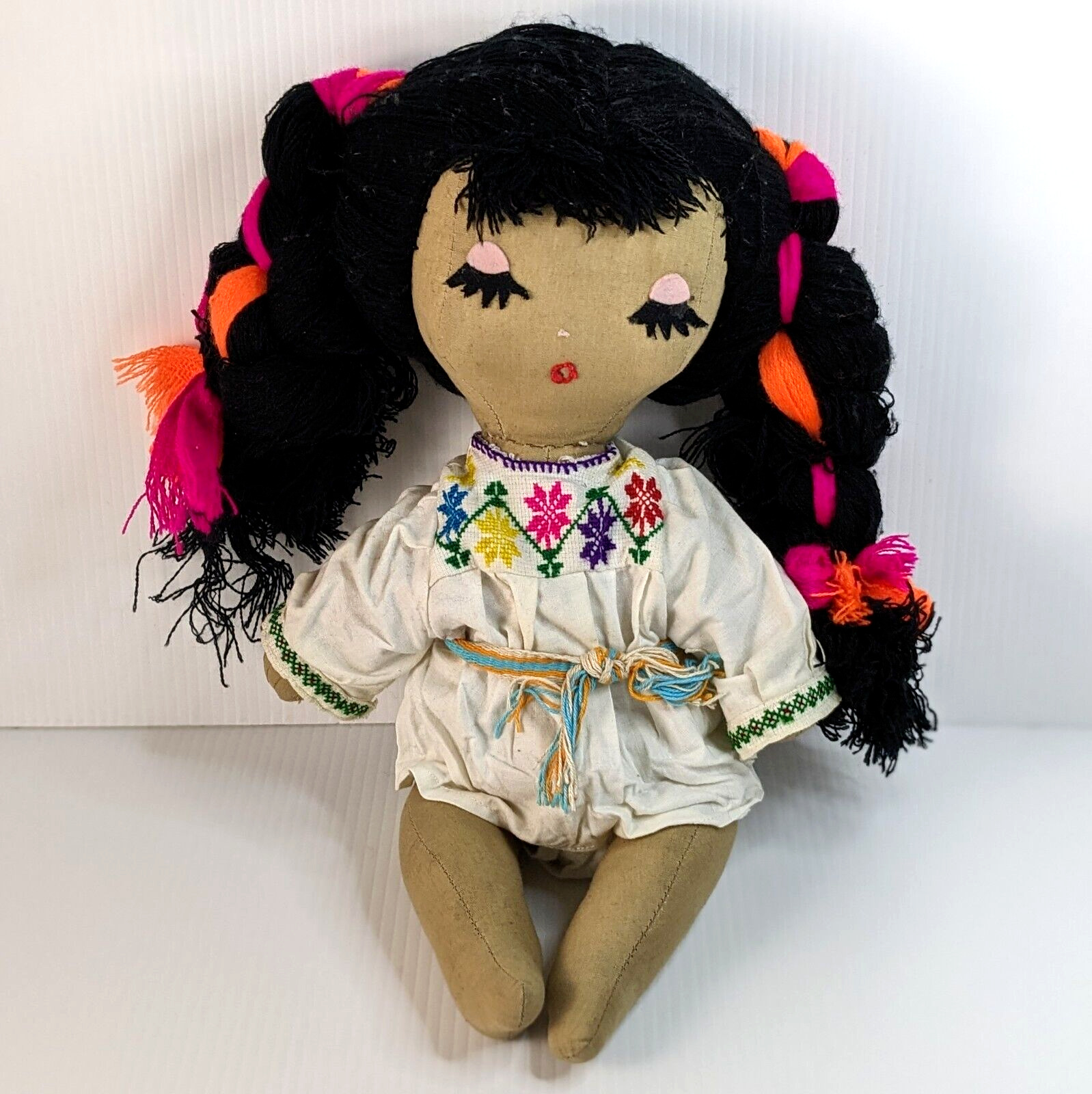 Vintage Handmade Native American Doll W/ Clothing Ribbons Cute Gift