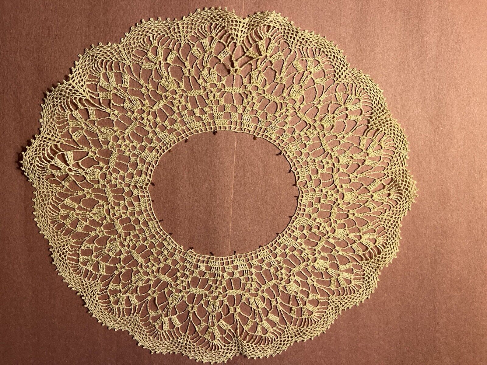 Antique French Doily ivory Lace Edging Trim Hand Made Crochet 10\