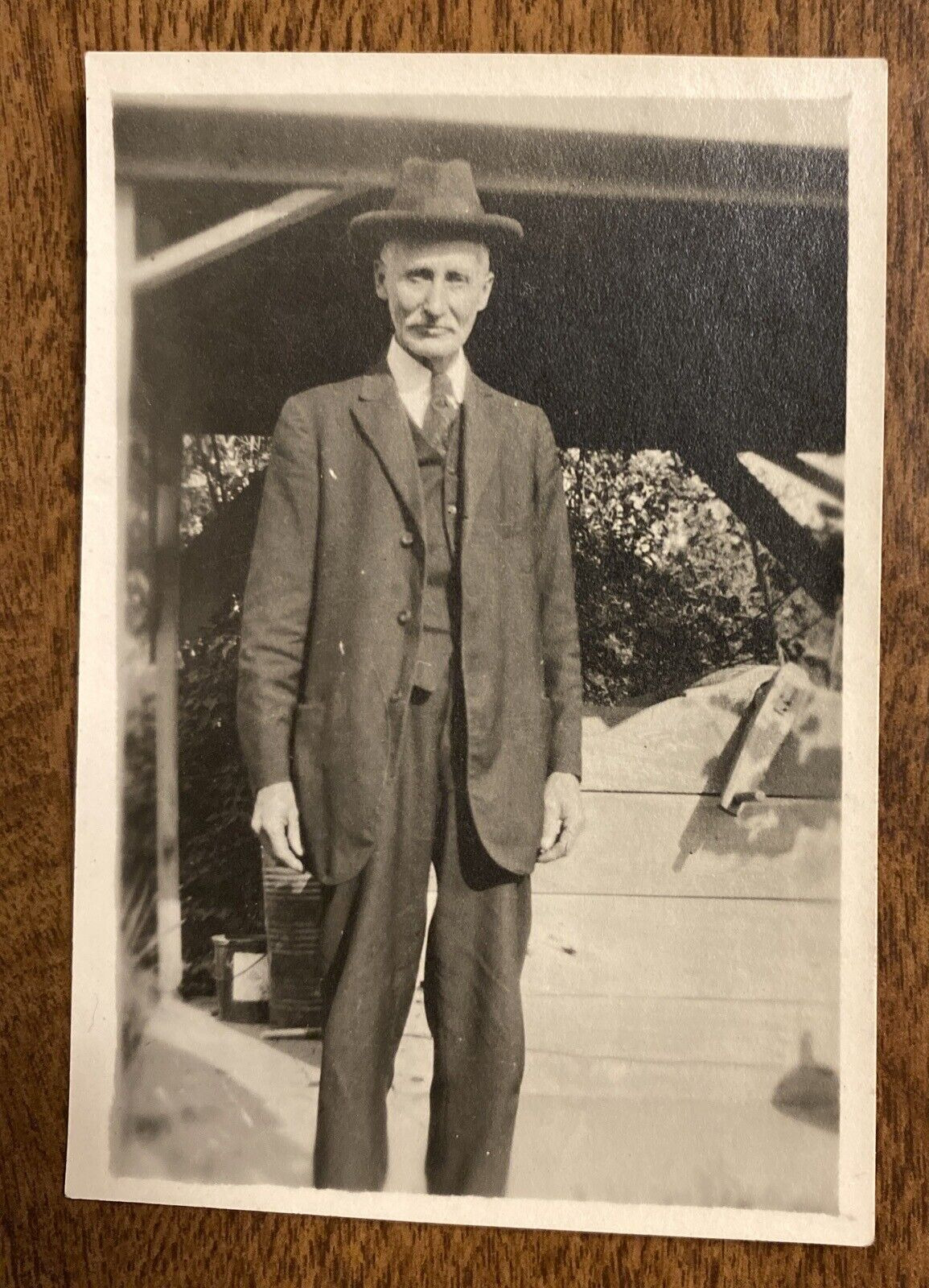 Vintage 1910s Older Man Gentleman Grandfather Fashion Suit Tie Real Photo P3i9