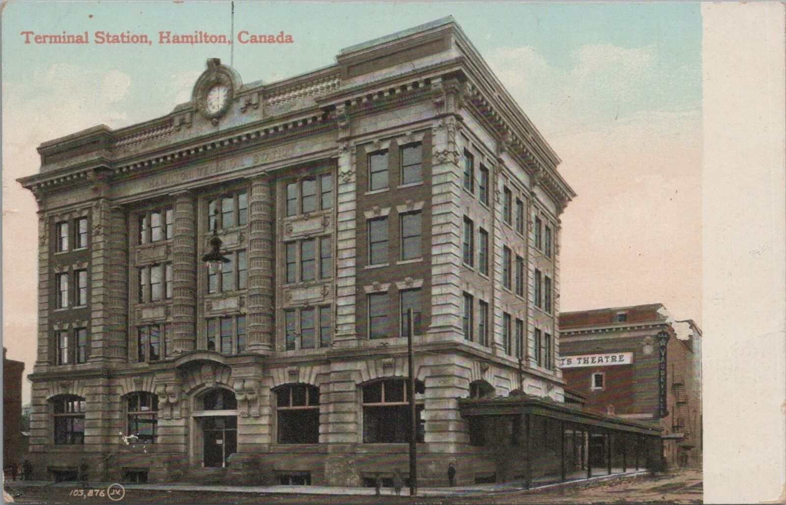Postcard Railroad Terminal Station Hamilton Canada 