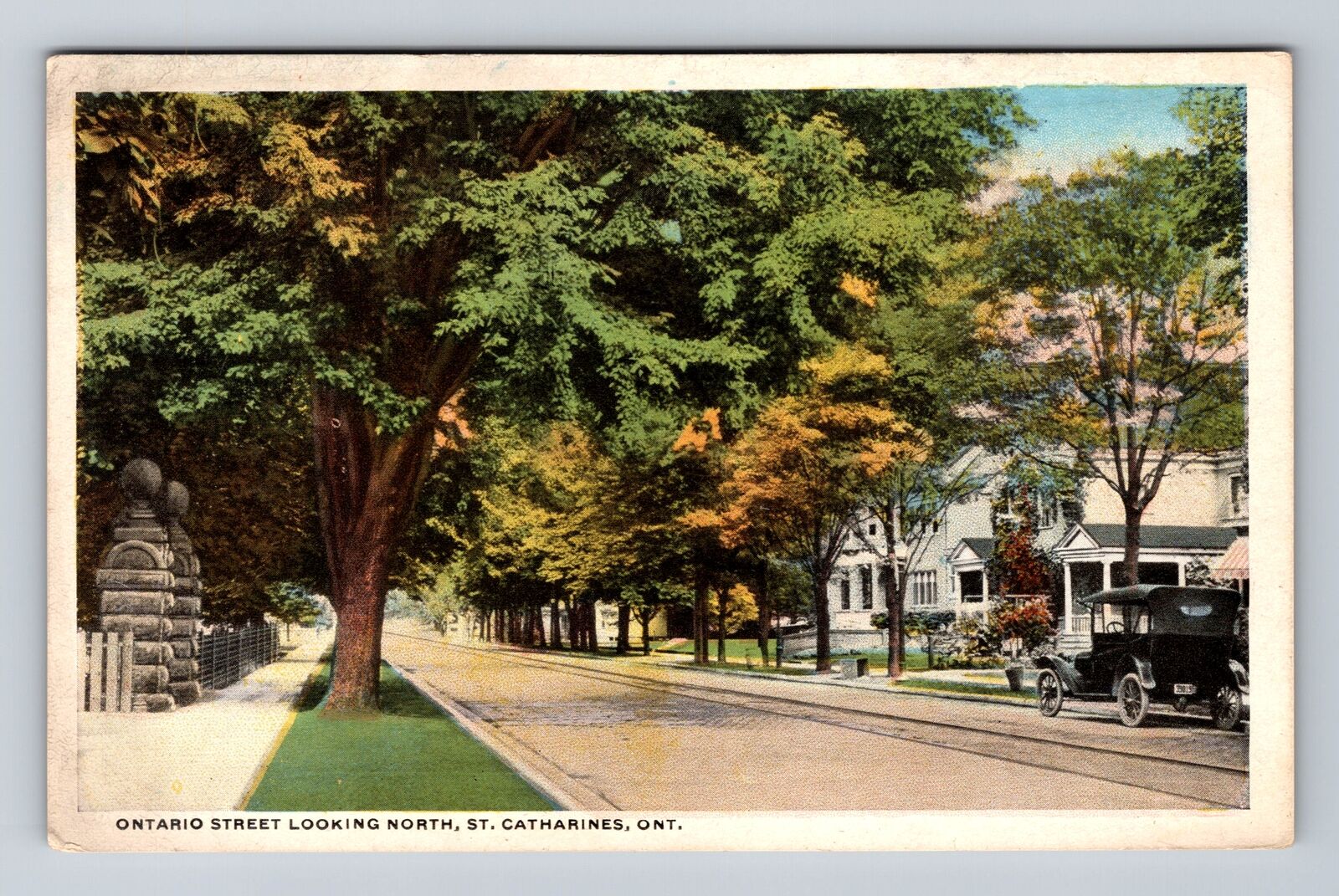 St. Catherines Canada, Ontario Street Looking North, Residences Vintage Postcard