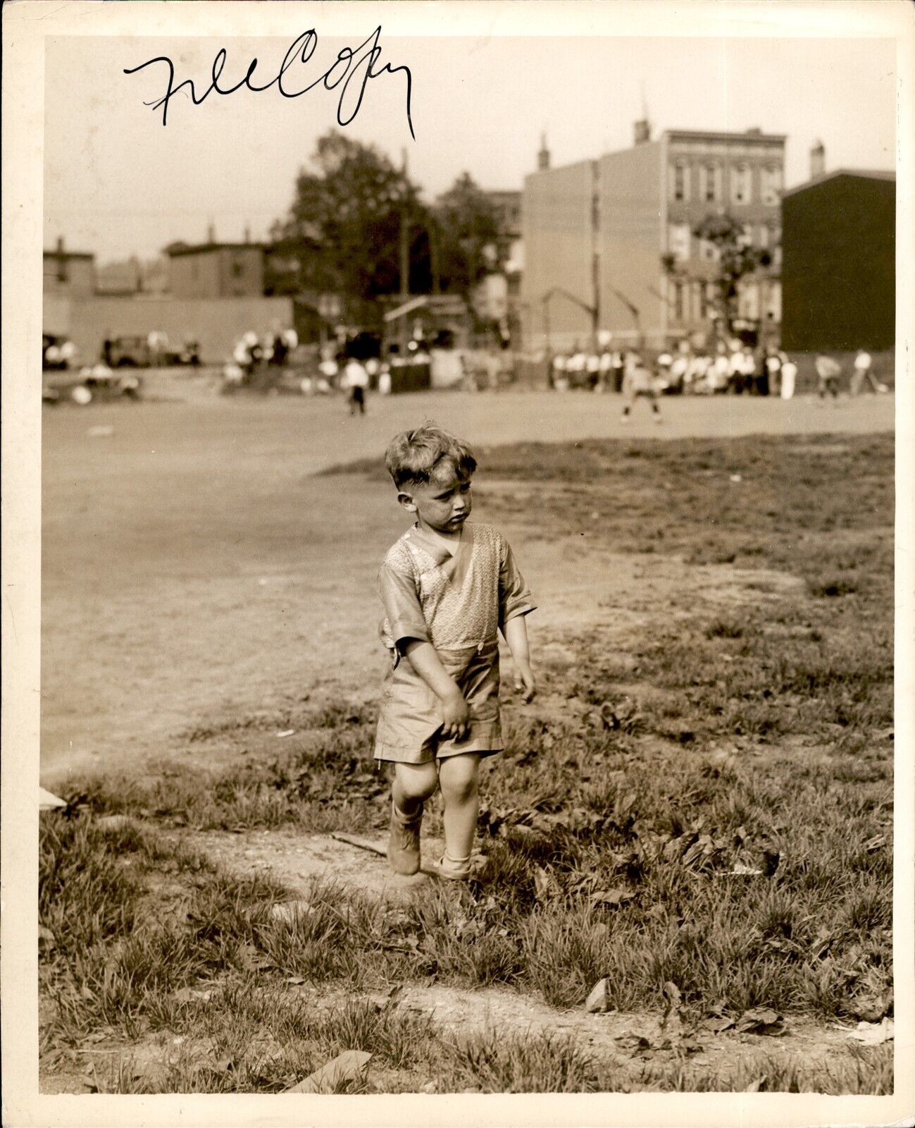 GA167 Original Underwood Photo ADORABLE LITTLE BOY WALKING Toddler Childhood