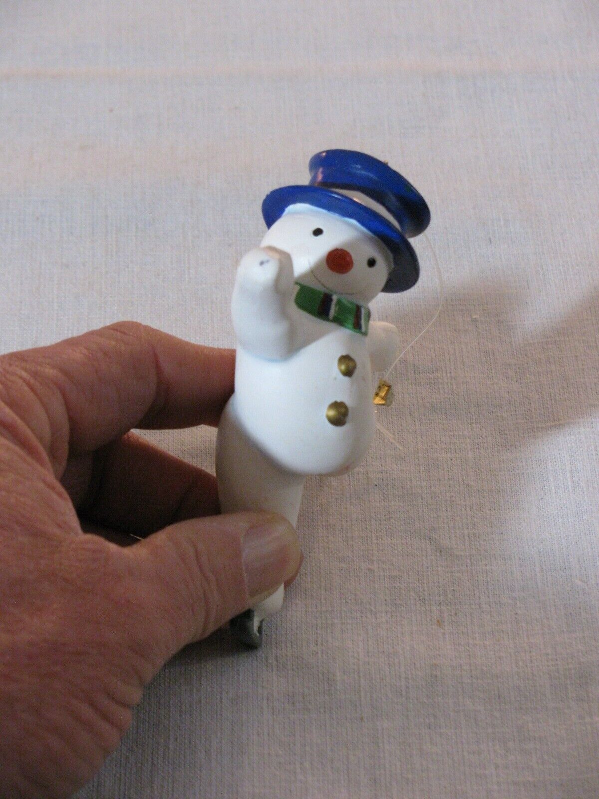 Vtg Silvestri Skating Snowman Christmas Ornament