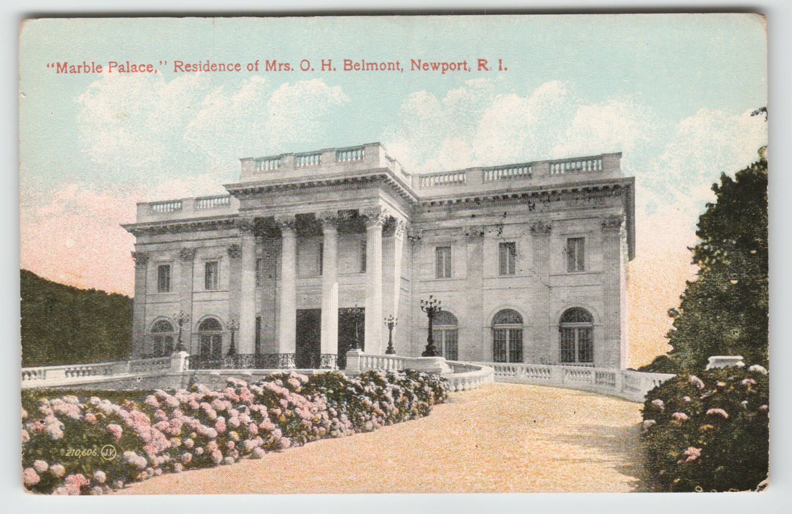 Postcard Vintage Marble Palace Residence of O.H.P. Belmont in Newport, RI.