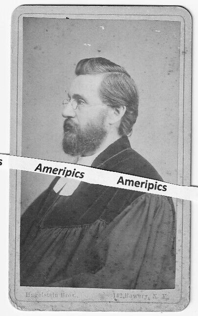 Bowery New York Rabbi or Minister CDV photo 1870s German? Glasses beard holy man