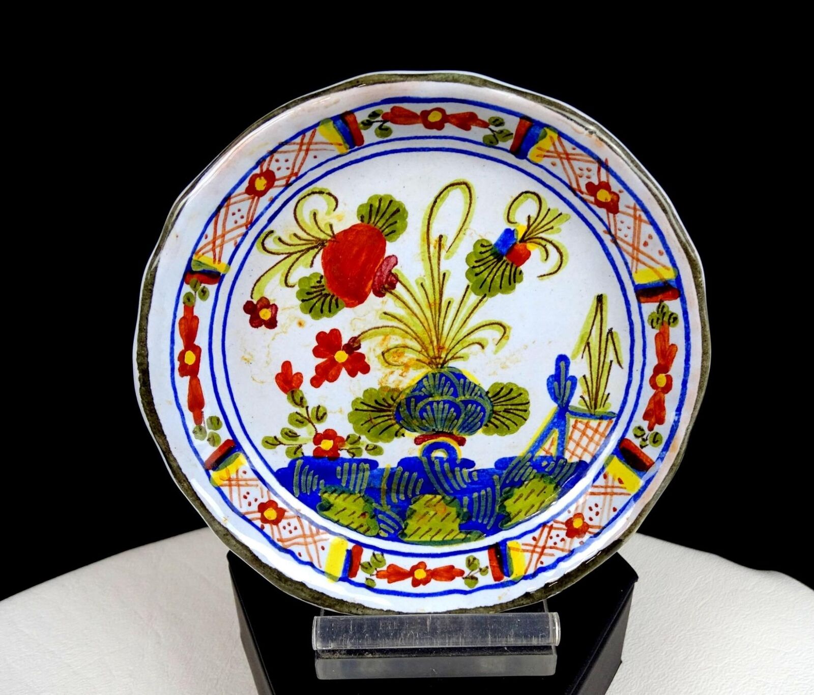 Assisi Italy Pottery Floral Design Vintage 4 3/8\