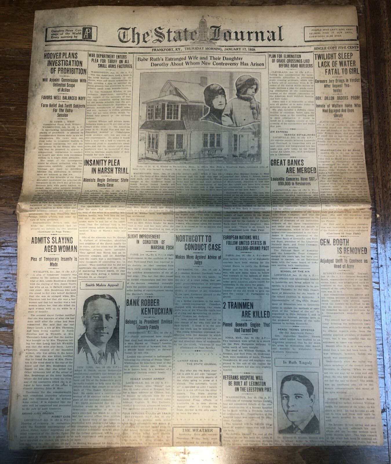 The State Journal Jan. 17, 1929 Frankfort KY Newspaper Prohibition Mammoth Cave