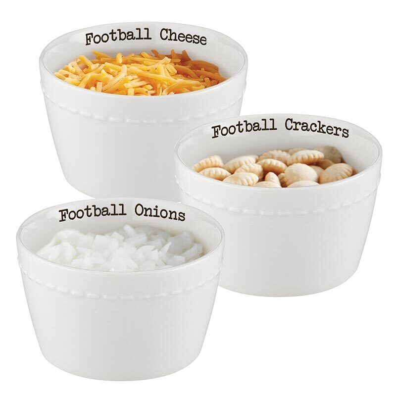Ceramic Chili Condiment Set Football Themed Serveware 4.5\