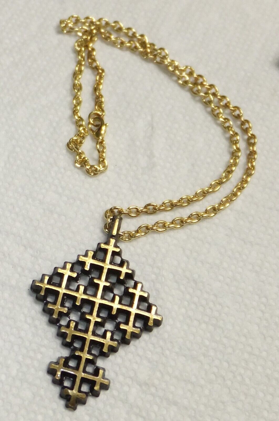 Vintage Terra Sancta Guild Israel Cross Pendant on chain