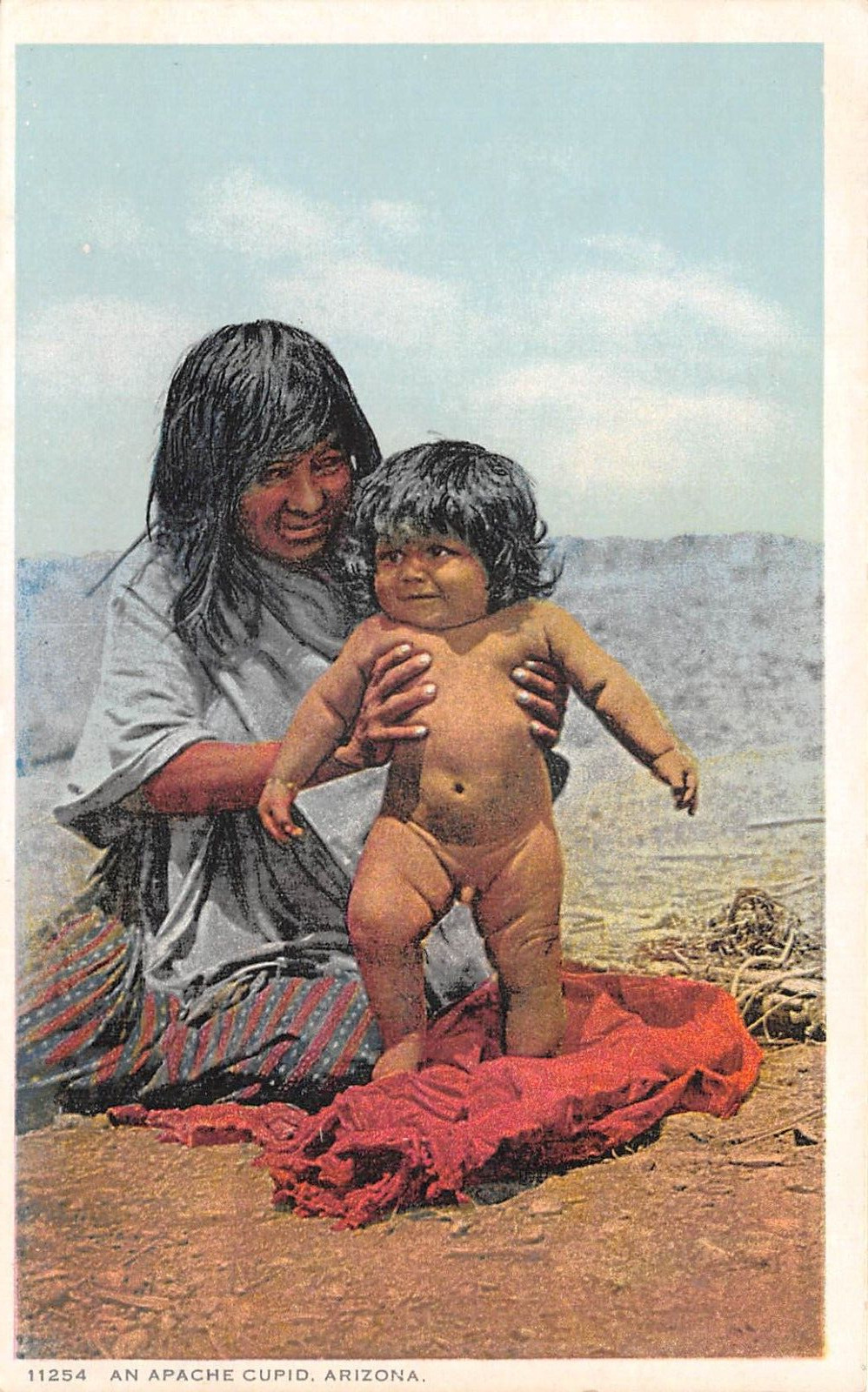 An Apache Cupid Arizona Native Americans Phostint c1910 Postcard