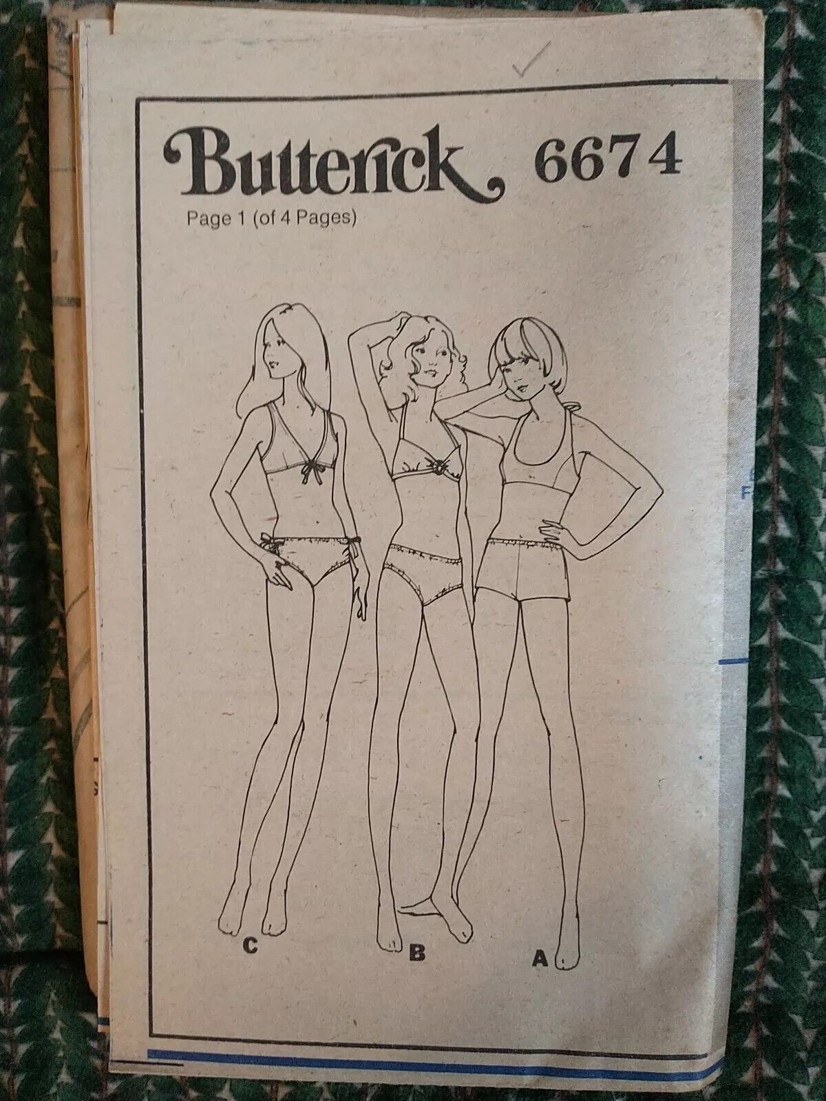 Butterick 6674 Multi-Size Pattern 2-Piece Bathing Suit Top Bottom Sz 6-16 UNCUT