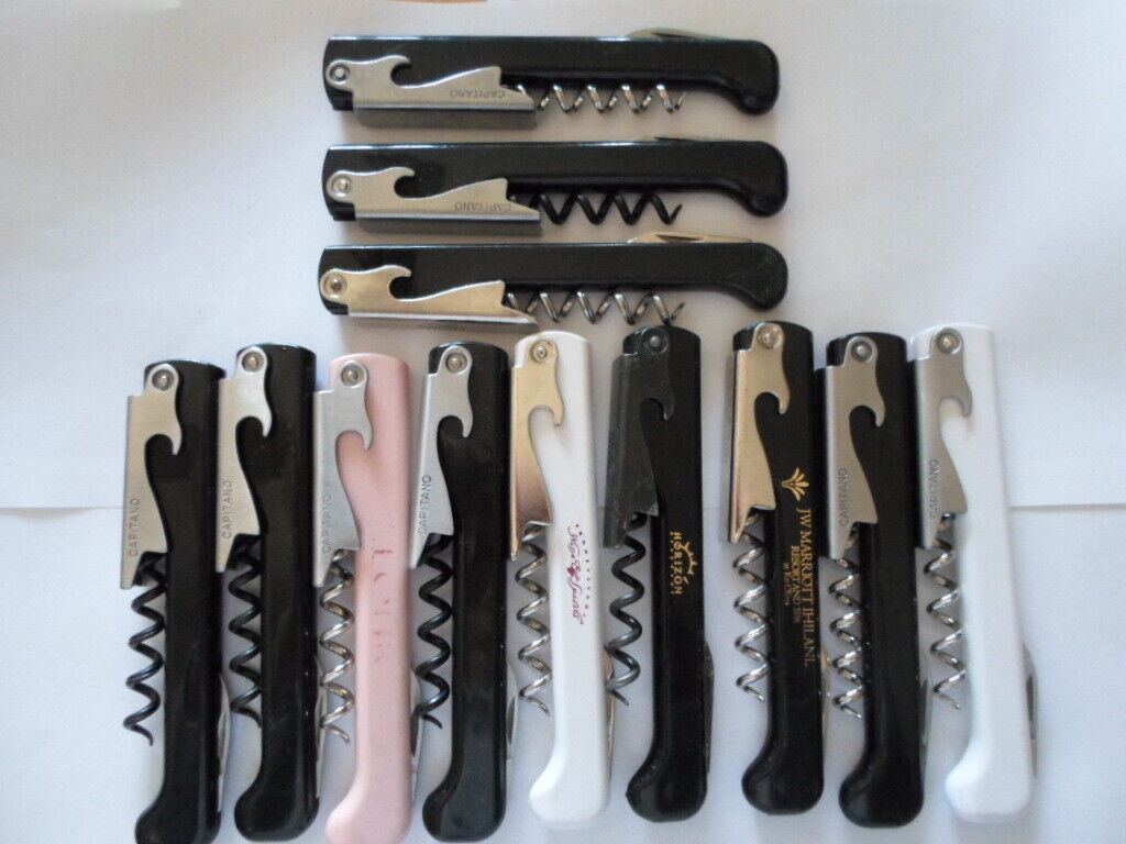 Capitano Corkscrews, Waiter\'s, Multi Colors, Openers, Lot of 12, Stainless, USED