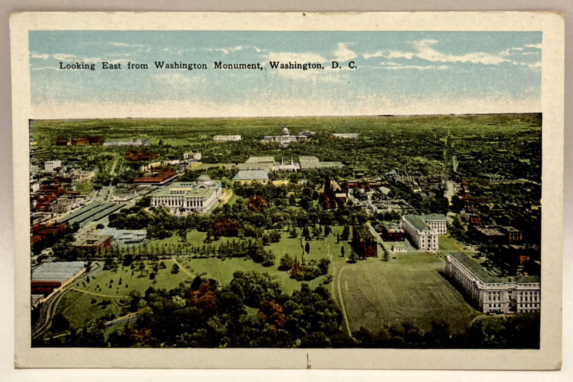 Looking East from Washington Monument, Washington DC, Vintage Postcard
